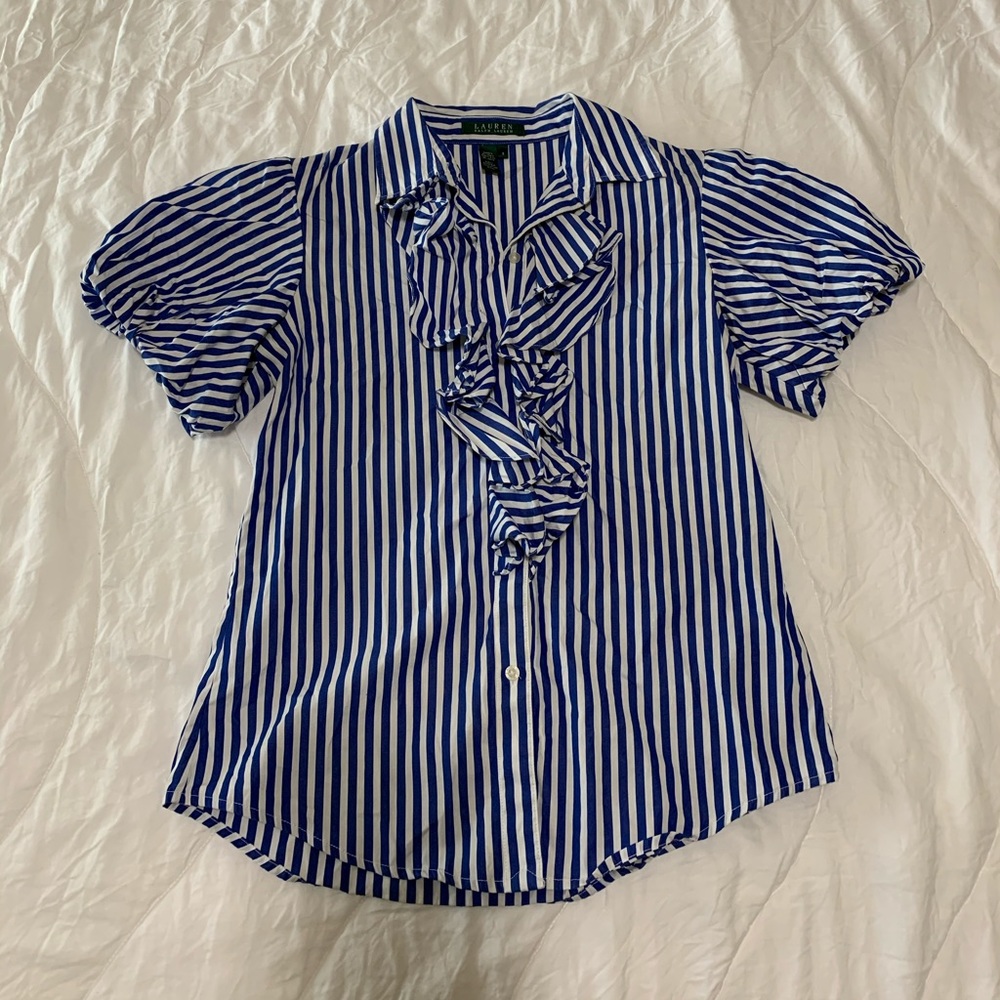 Lauren Ralph Lauren pin striped puffy sleeve shirt